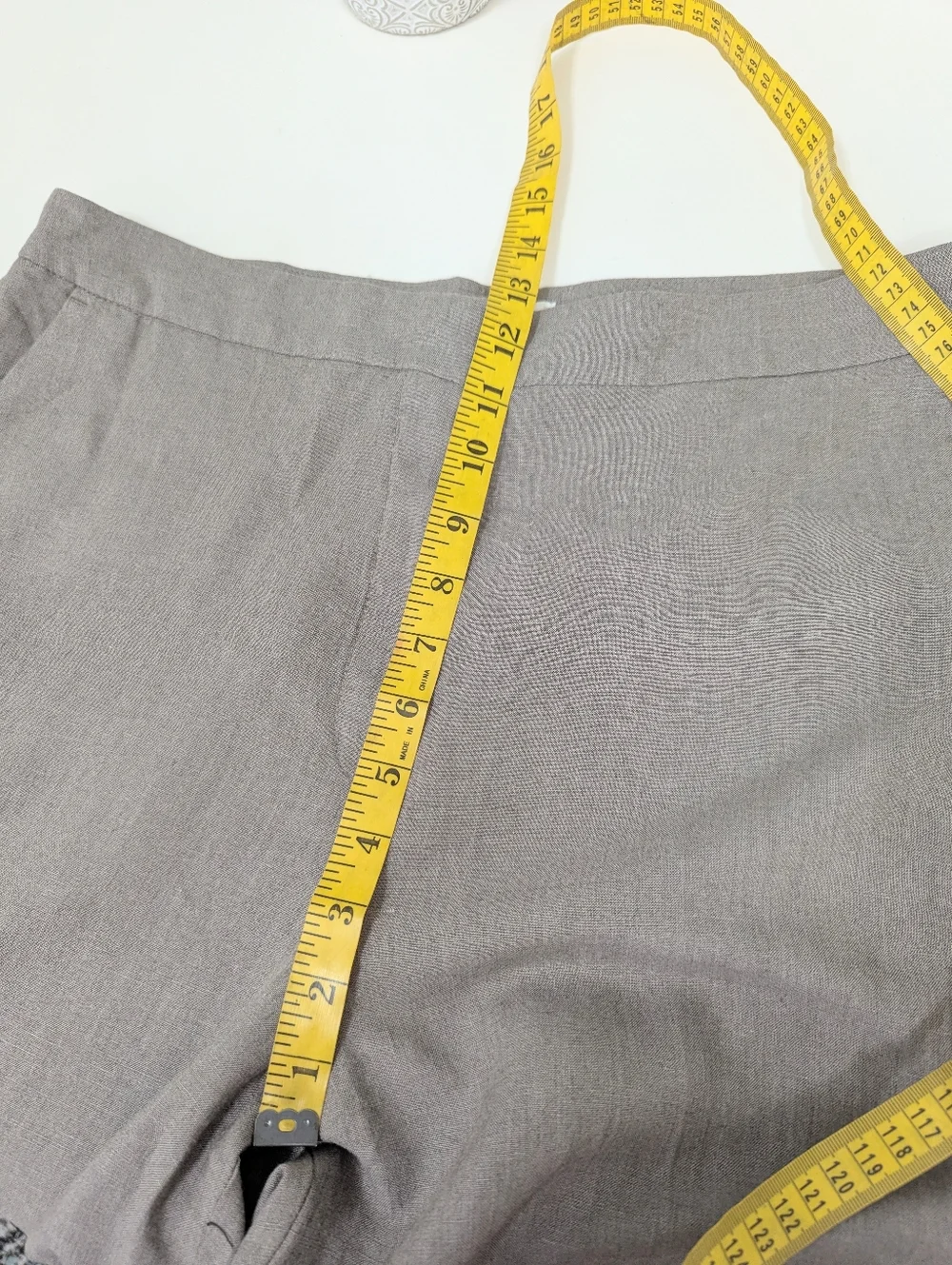H&M Linen-Blend Pants in Taupe Gray Women's 12 Wide Leg Summer